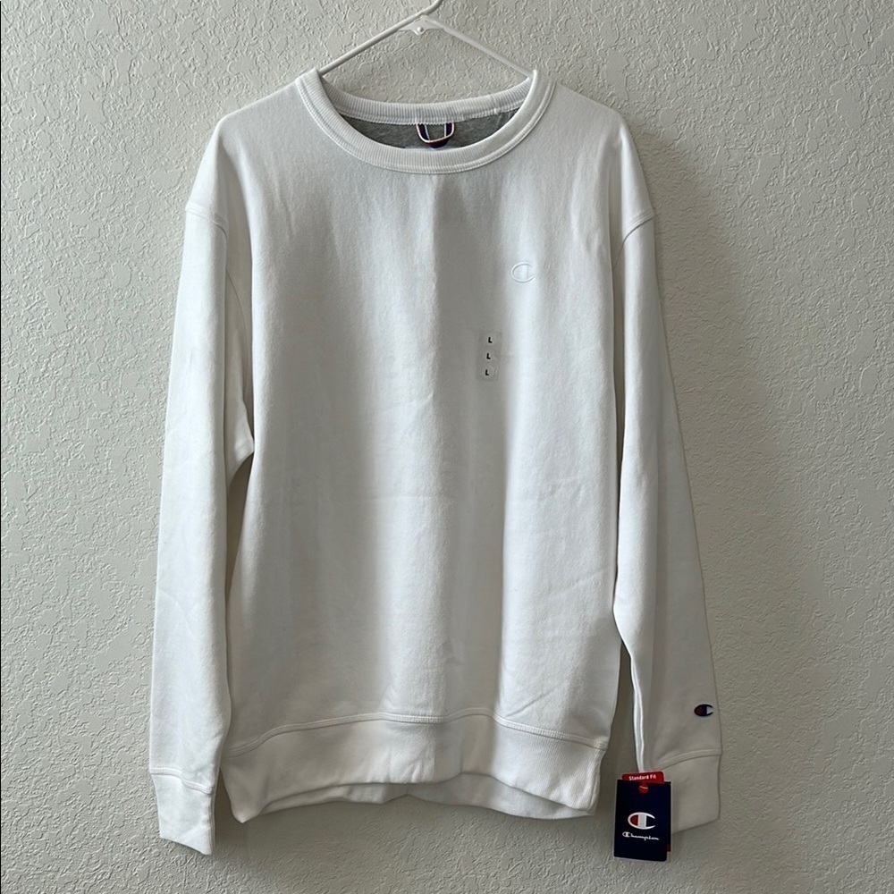 Champion White Crewneck Sweater Relaxed Fit
